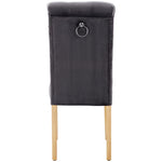 Velvet Dining Chairs Set of 2 Oak Legs Chrome Knockers Grey