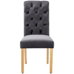 Velvet Dining Chairs Set of 4 with Oak Legs, Button Back and Chrome Knocker, Grey Velvet