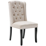 Velvet Dining Chairs Set of 2 Knocker Trim Oak Legs - Beige