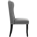 Velvet Dining Chairs Set of 2 Oak Legs Nailhead Trim - Grey