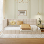 Upholstered Bed Sofa, 140x200 Multifunctional with Slatted Frame, Beige Velvet
