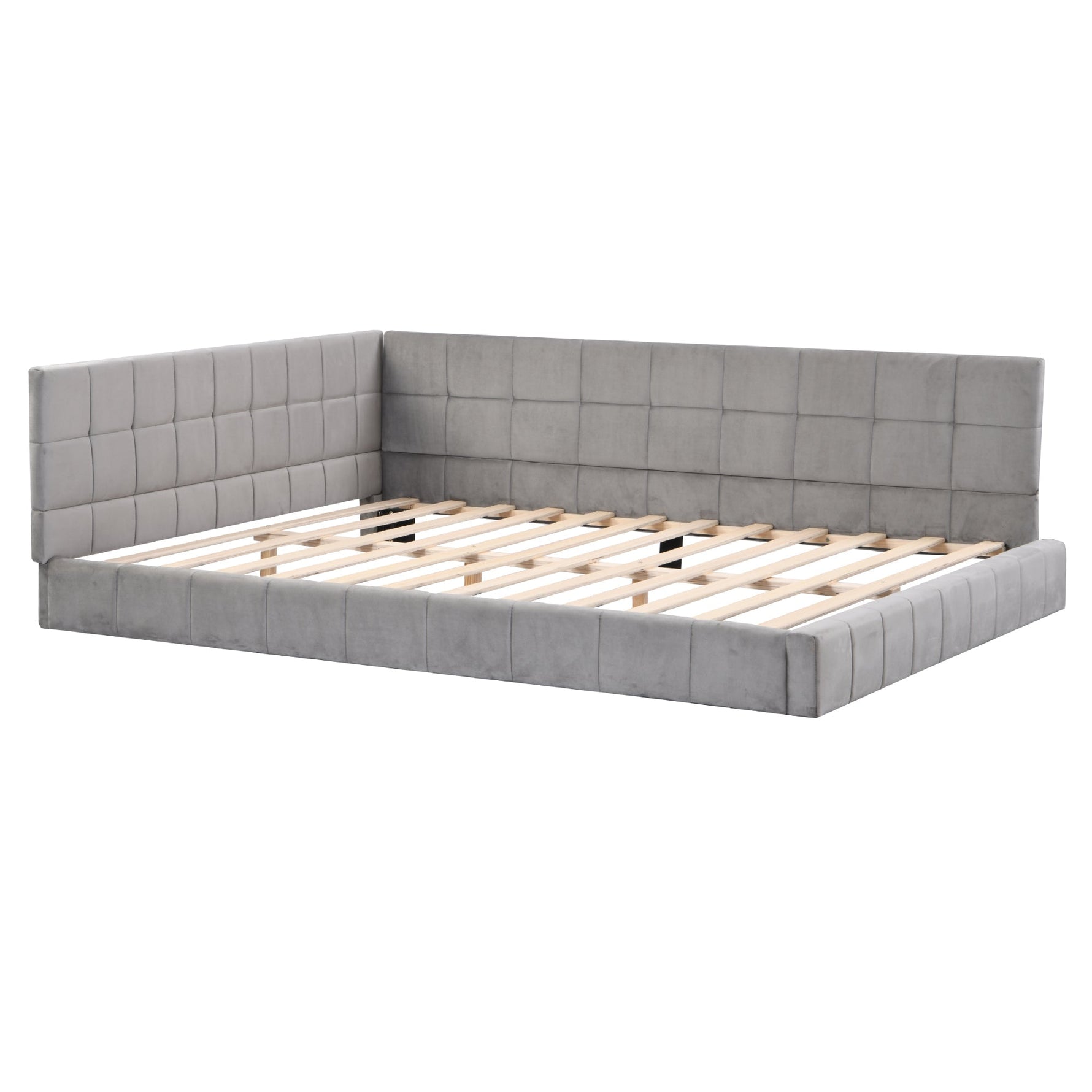 Upholstered Bed Sofa, 140x200 Multifunctional with Slatted Frame, Skin-Friendly Velvet Gray