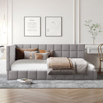 Upholstered Bed Sofa, 140x200 Multifunctional with Slatted Frame, Skin-Friendly Velvet Gray