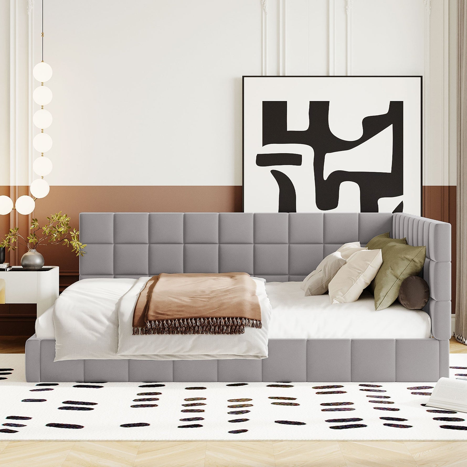 Upholstered Bed Sofa, 140x200 Multifunctional with Slatted Frame, Skin-Friendly Velvet Gray