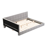 Upholstered Bed Sofa, 140x200 Multifunctional with Slatted Frame, Skin-Friendly Velvet Gray