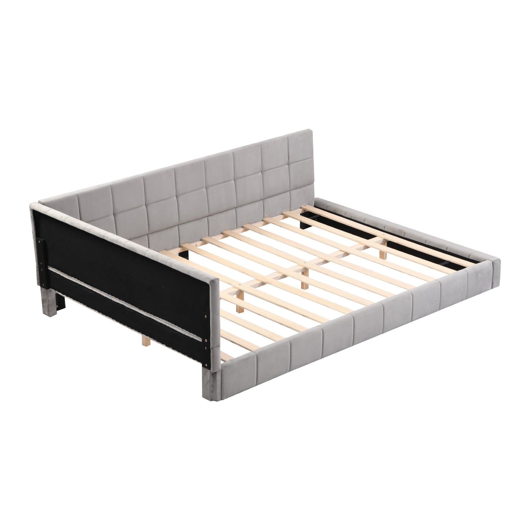 Upholstered Bed Sofa, 140x200 Multifunctional with Slatted Frame, Skin-Friendly Velvet Gray