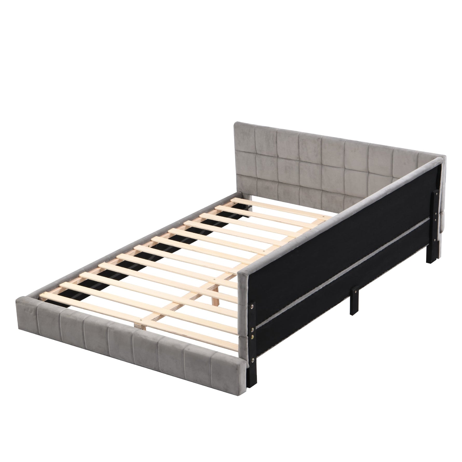 Upholstered Bed Sofa, 140x200 Multifunctional with Slatted Frame, Skin-Friendly Velvet Gray