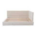 Upholstered Bed Sofa, 140x200 Multifunctional with Slatted Frame, Beige Velvet