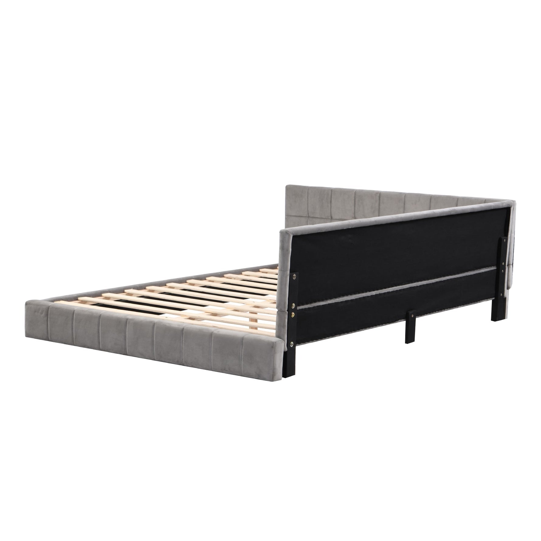 Upholstered Bed Sofa, 140x200 Multifunctional with Slatted Frame, Skin-Friendly Velvet Gray