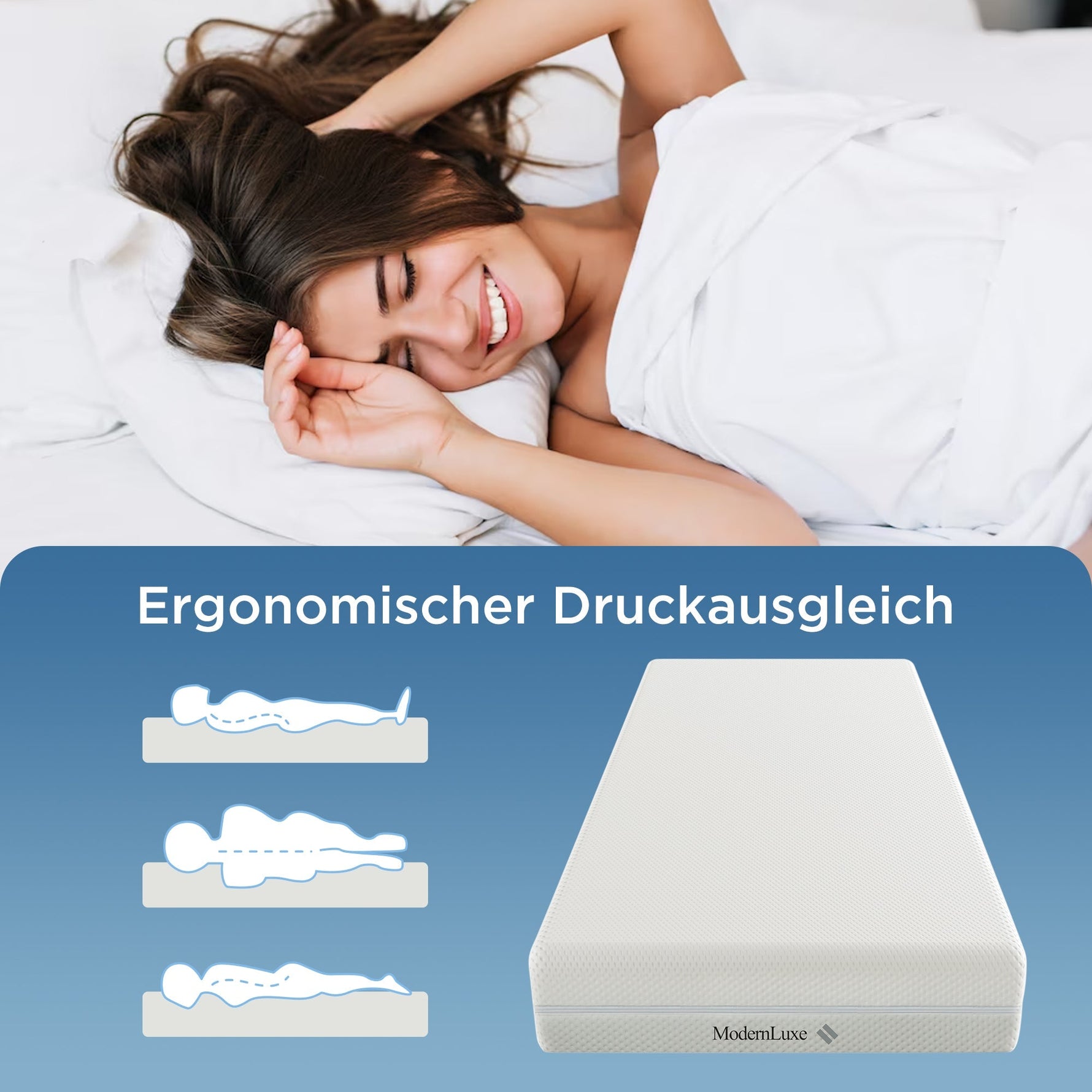 Cold Foam Mattress, 160x200 7-Zone Comfort 20cm H3/H2, Ergonomic with Washable Cover