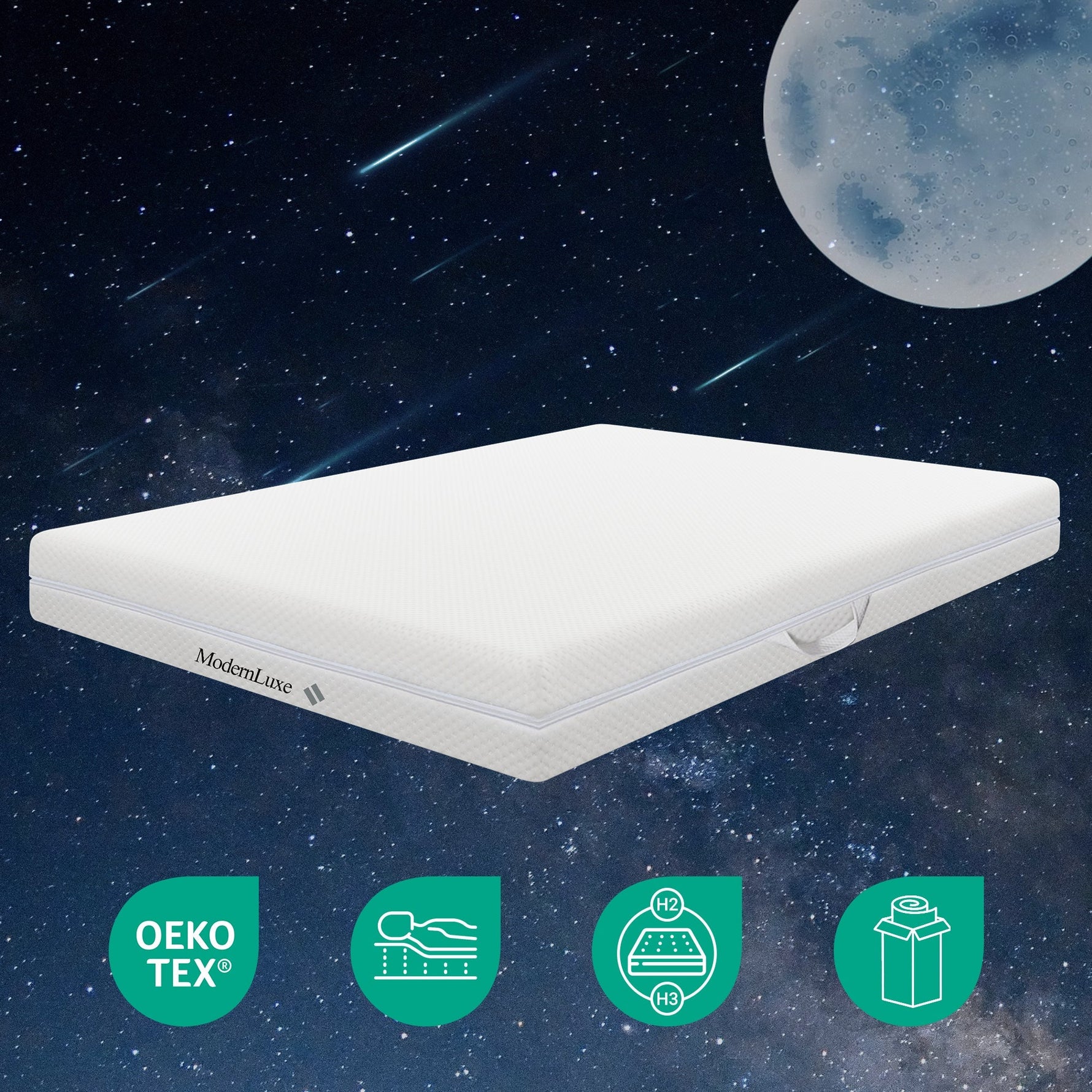 Cold Foam Mattress, 160x200 7-Zone Comfort 20cm H3/H2, Ergonomic with Washable Cover