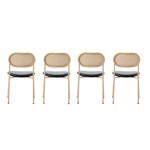 Dining Chair Set of 4 Modern Rattan Metal Legs - Black + Brown