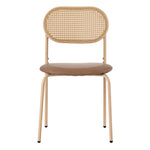 2 Dining Chairs Rattan Leisure Metal Legs - Brown
