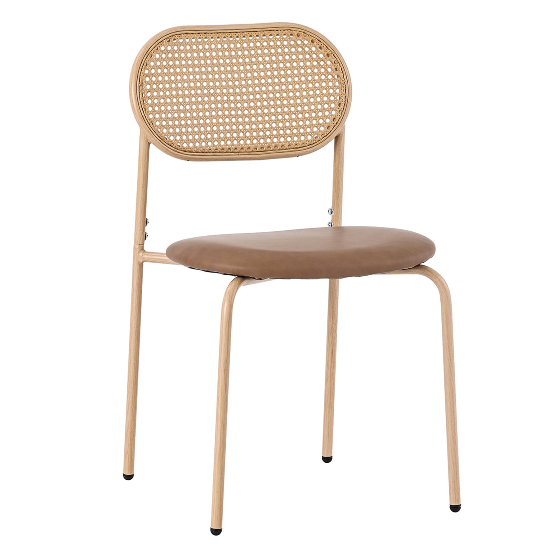 Set of 6 Dining Chairs Rattan Metal Legs - Brown