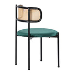 Velvet Dining Chair Set of 4 Rattan Metal Legs - Green
