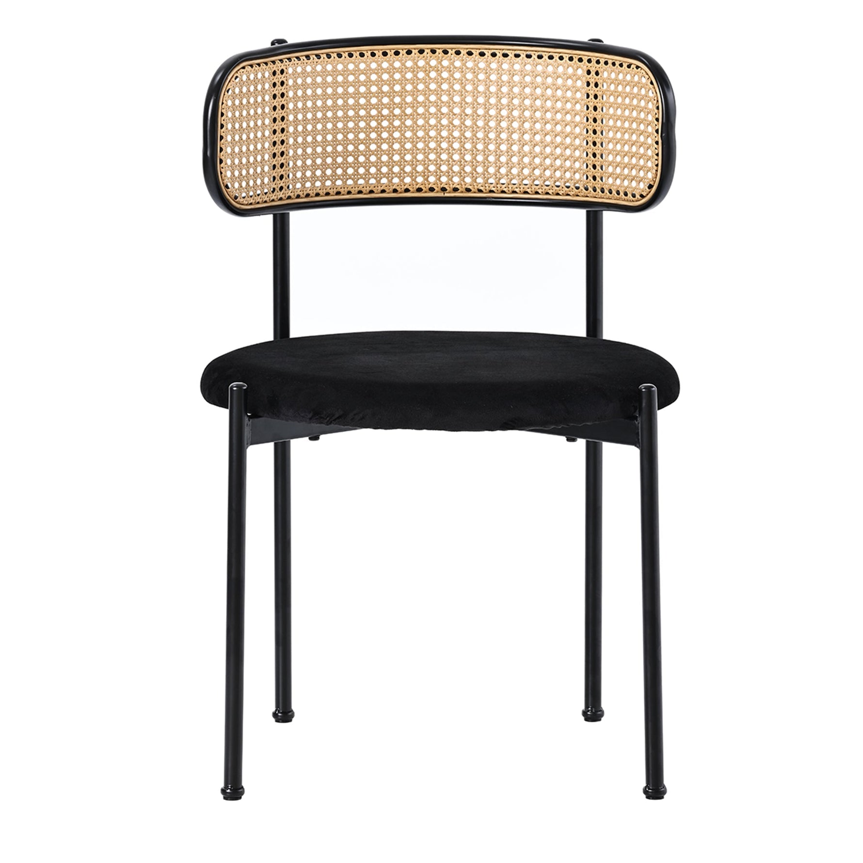 Velvet Dining Chair Set of 2, Modern Leisure with Metal Legs, Black