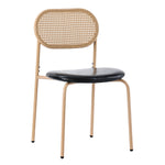 Dining Chair Set of 4 Modern Rattan Metal Legs - Black + Brown
