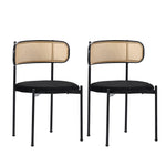 Velvet Dining Chair Set of 2, Modern Leisure with Metal Legs, Black