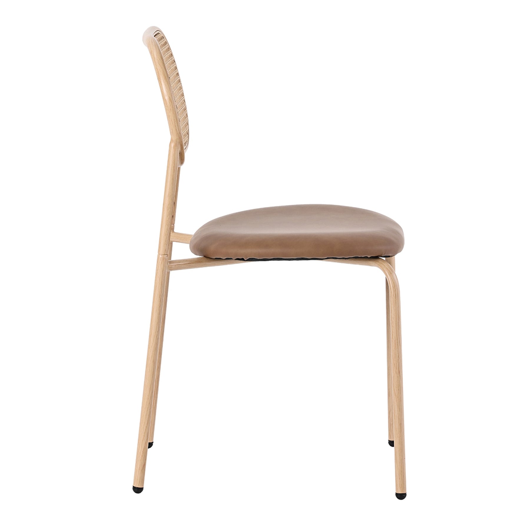 Dining Chairs Set of 4 Rattan Metal Legs Modern Style - Brown