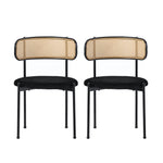 Velvet Dining Chair Set of 2, Modern Leisure with Metal Legs, Black