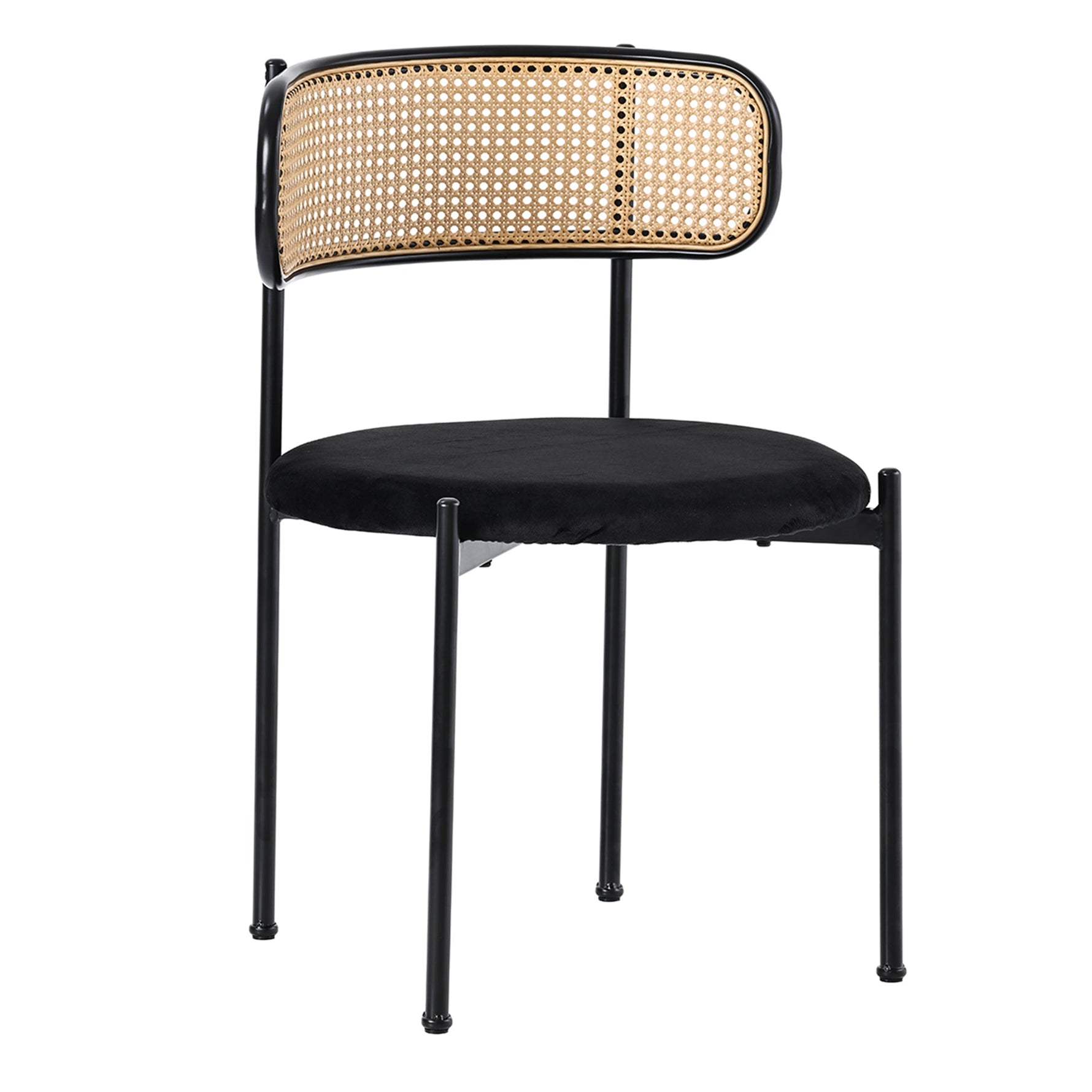 Velvet Dining Chair Set of 2, Modern Leisure with Metal Legs, Black
