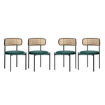 Dining Set 5-Piece Rectangular Table 4 Velvet Chairs - Grey/Green/Black