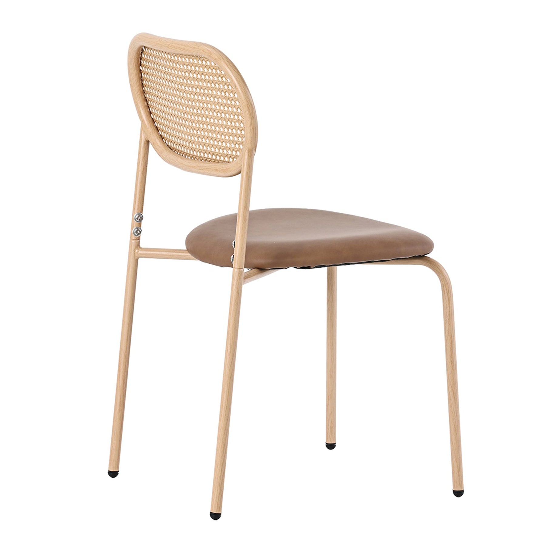 Dining Chairs Set of 4 Rattan Metal Legs Modern Style - Brown