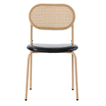 Dining Chair Set of 4 Modern Rattan Metal Legs - Black + Brown