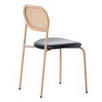 Dining Chair Set of 4 Modern Rattan Metal Legs - Black + Brown