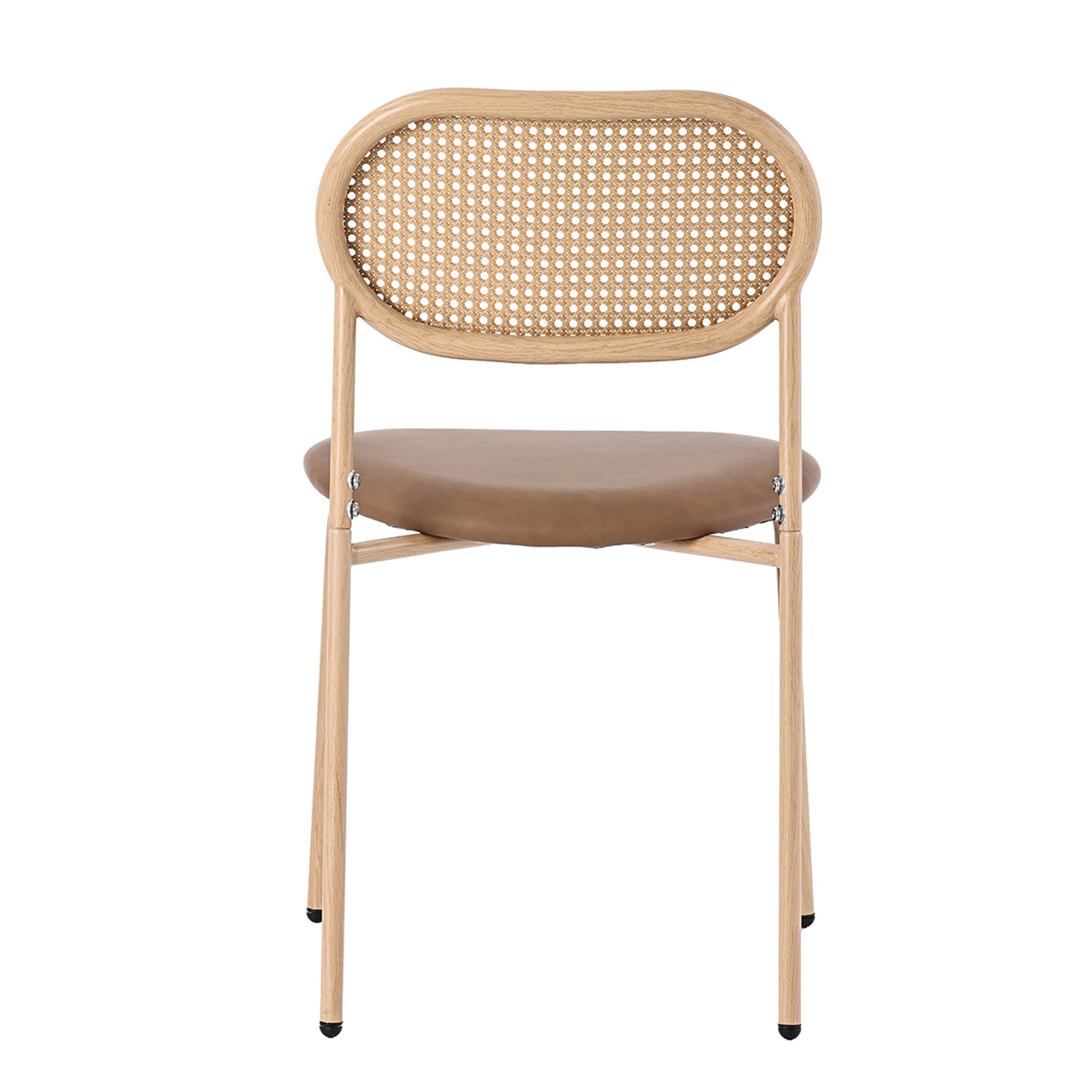 Set of 6 Dining Chairs Rattan Metal Legs - Brown