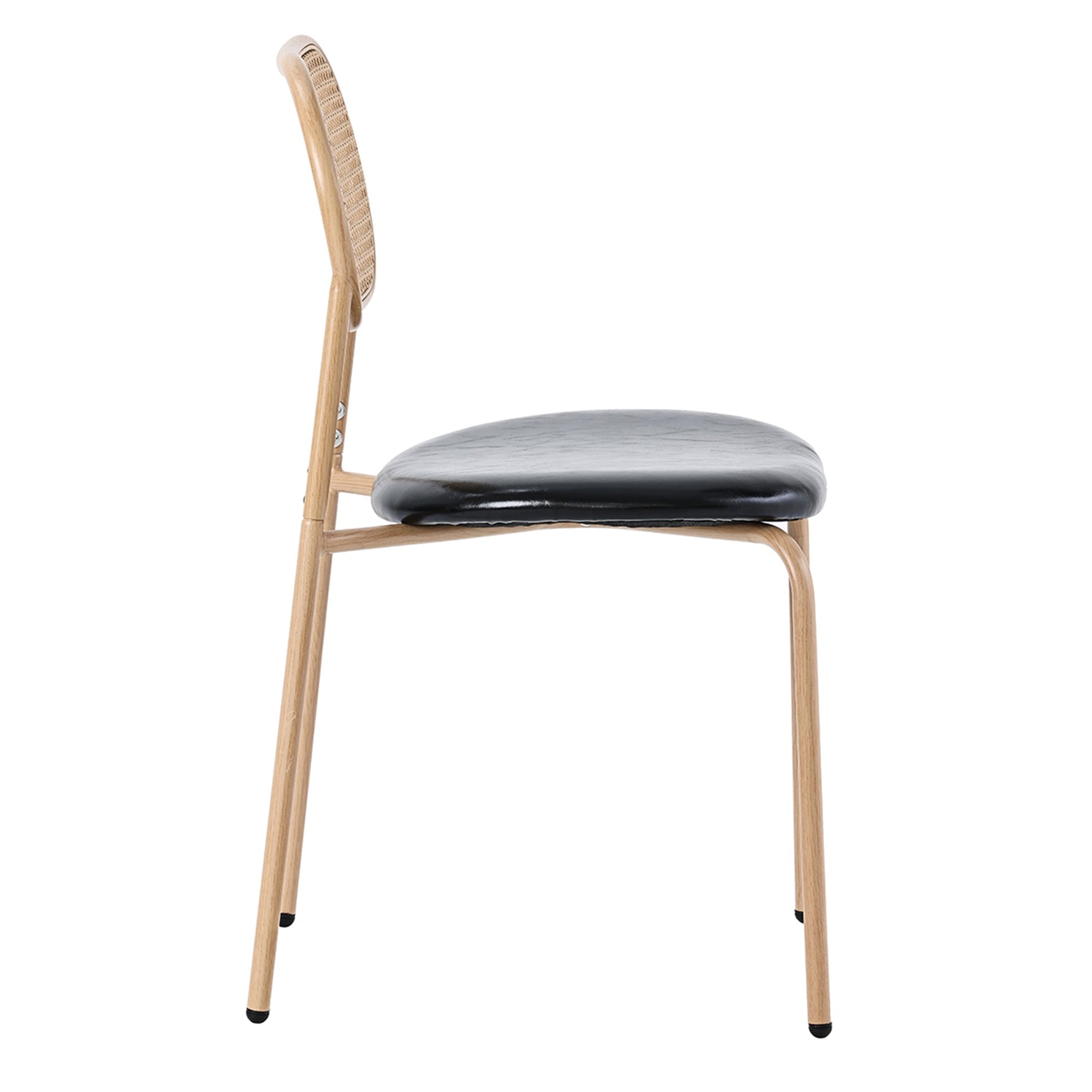 Dining Chair Set of 4 Modern Rattan Metal Legs - Black + Brown