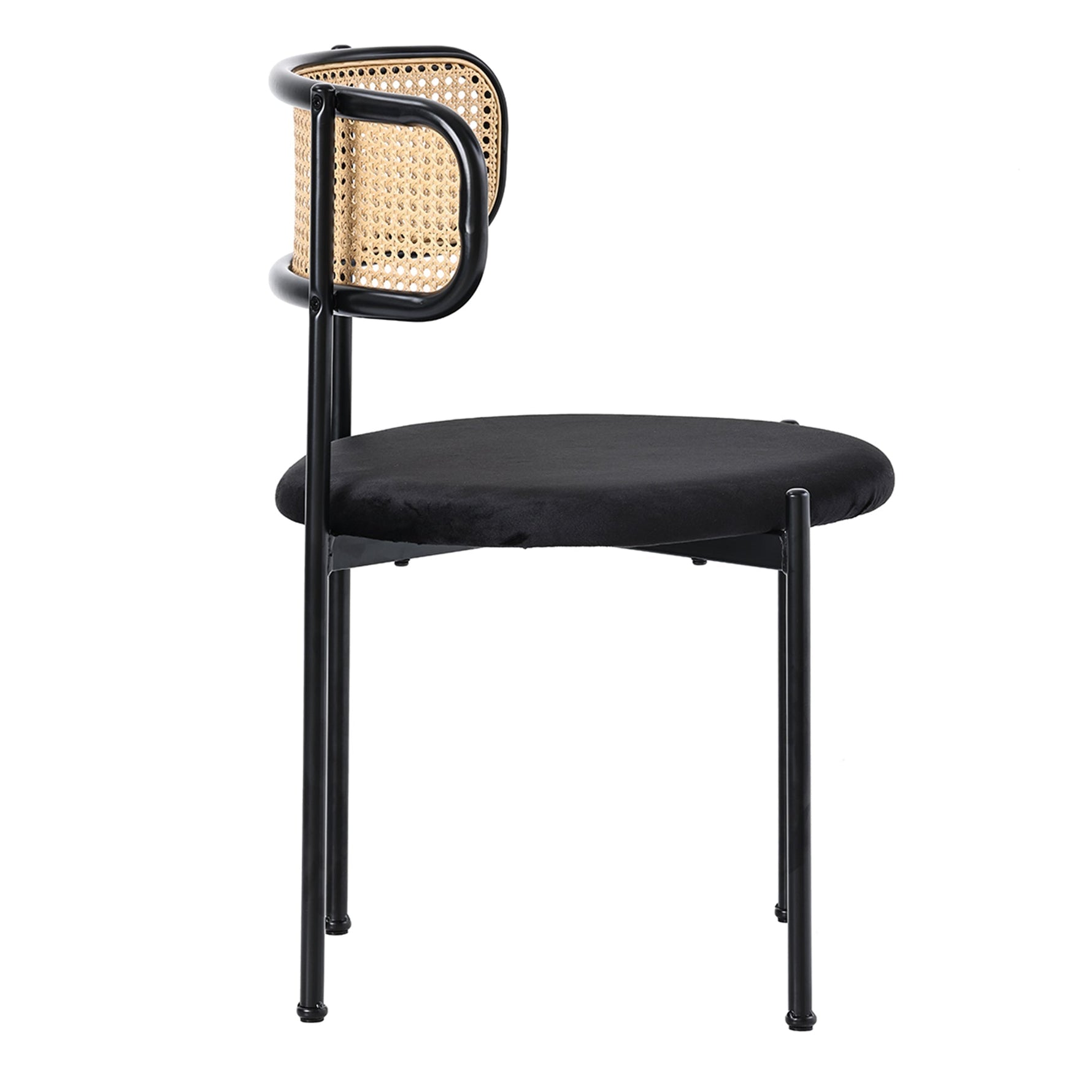 Velvet Dining Chair Set of 2, Modern Leisure with Metal Legs, Black