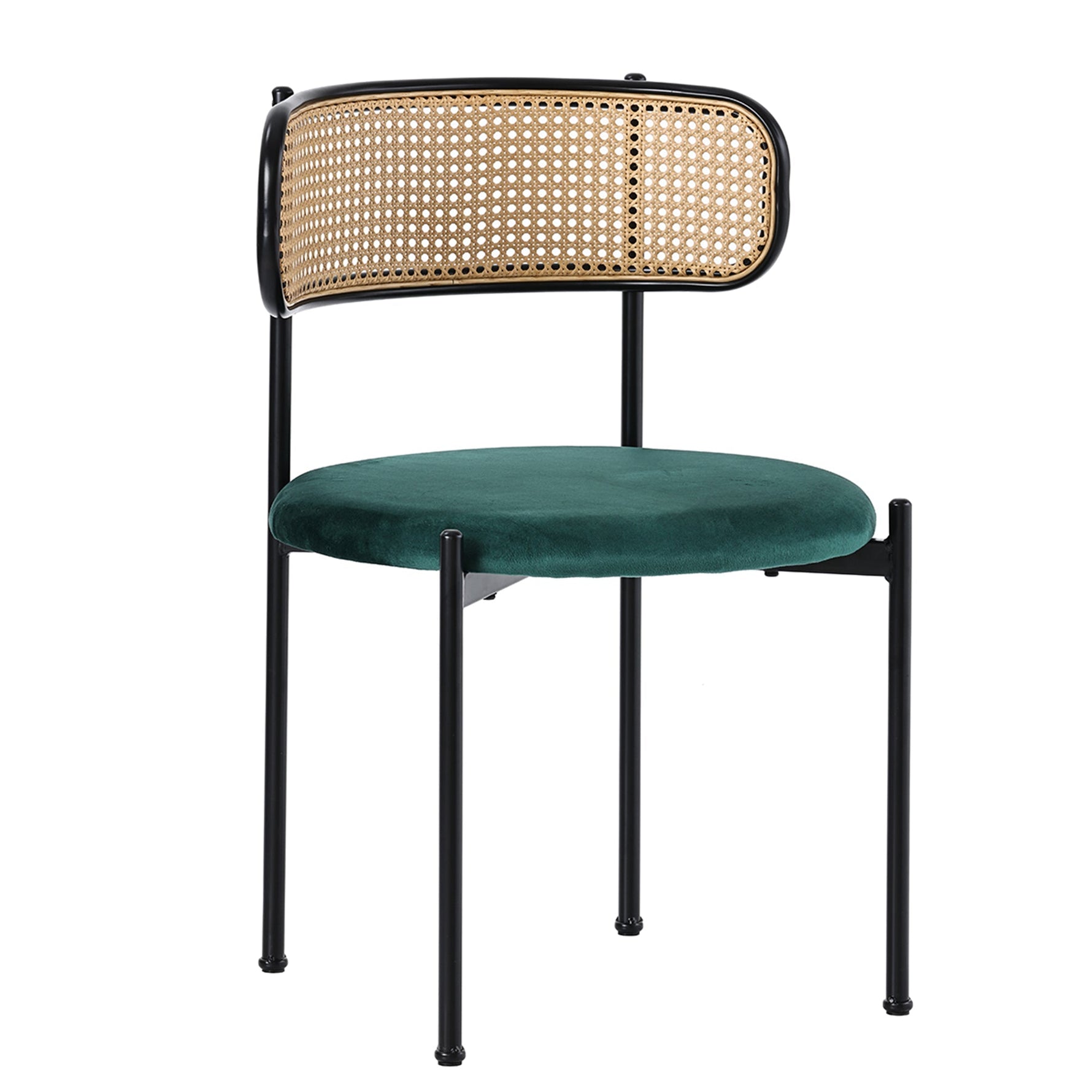 Dining Set 5-Piece Rectangular Table 4 Velvet Chairs - Grey/Green/Black