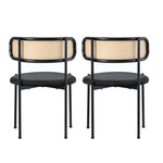 Velvet Dining Chair Set of 2, Modern Leisure with Metal Legs, Black