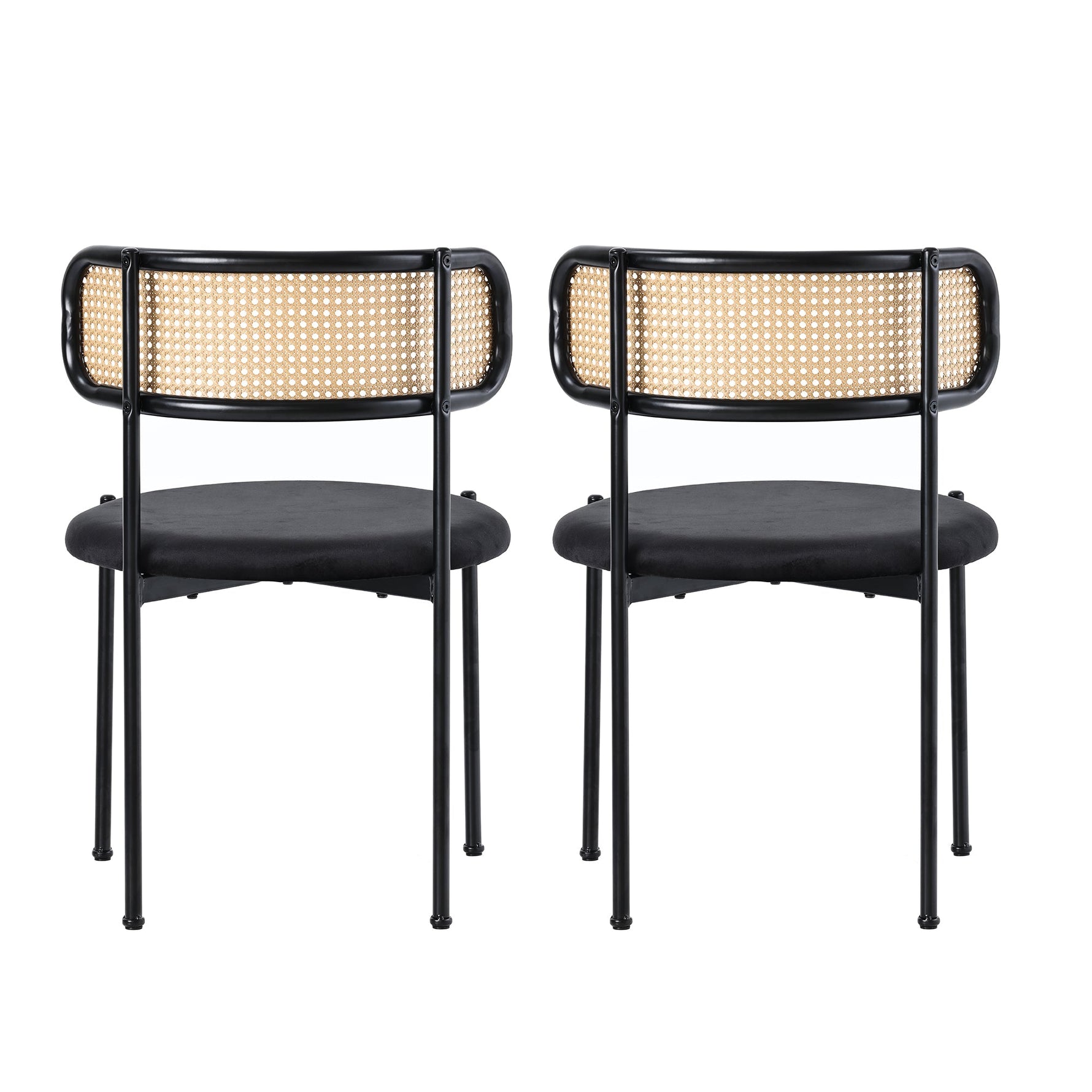 Velvet Dining Chair Set of 2, Modern Leisure with Metal Legs, Black