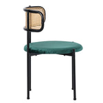 Velvet Dining Chair Set of 4 Rattan Metal Legs - Green
