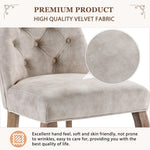 Dining Chair Set of 6 High Backrest Button Tufting Light Beige Velvet Solid Wood
