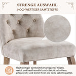 Dining Chair Set of 6 High Backrest Button Tufting Light Beige Velvet Solid Wood
