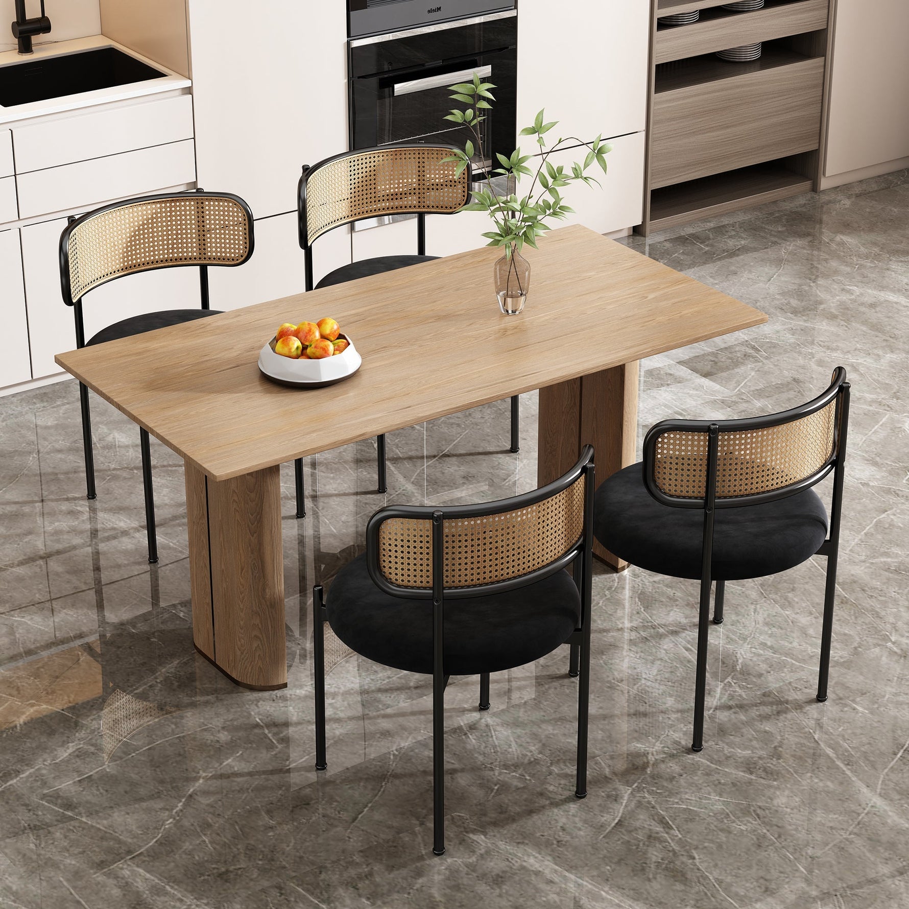 Velvet Dining Chair Set of 2, Modern Leisure with Metal Legs, Black