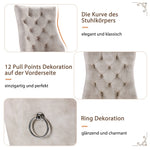 Dining Chair Set of 6 High Backrest Button Tufting Light Beige Velvet Solid Wood