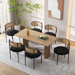 Velvet Dining Chair Set of 4 Rattan Metal Legs - Black