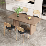 Dining Chair Set of 4 Modern Rattan Metal Legs - Black + Brown