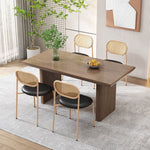 Dining Chair Set of 4 Modern Rattan Metal Legs - Black + Brown
