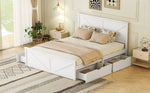 Wooden Platform Bed with 4 Storage Drawers, 160x200, White
