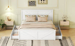 Wooden Platform Bed with 4 Storage Drawers, 160x200, White