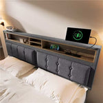 Upholstered Double Bed 160x200 with USB-C, Headboard & Storage, Linen Material