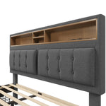 Double Bed, Upholstered with 4 Drawers & USB-C, 140x200cm, Wood Frame