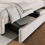 Double Bed 4 Drawers USB C Socket Adjustable Headboard Upholstered 140x200cm