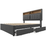 Double Bed, 4 Drawers, USB-C, Adjustable Headboard, Wooden Slats, Upholstered