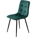140x80cm Dining Table Set with 4 Chairs Modern Kitchen Black Iron Dark Green Velvet